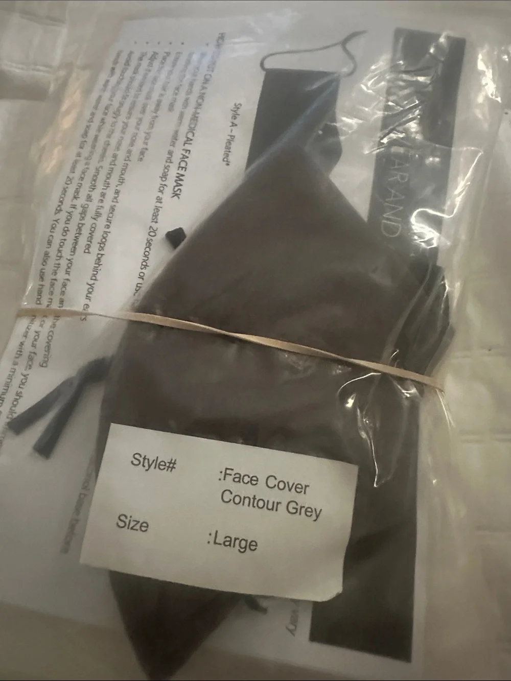 Grey Face Cover Mask - Large